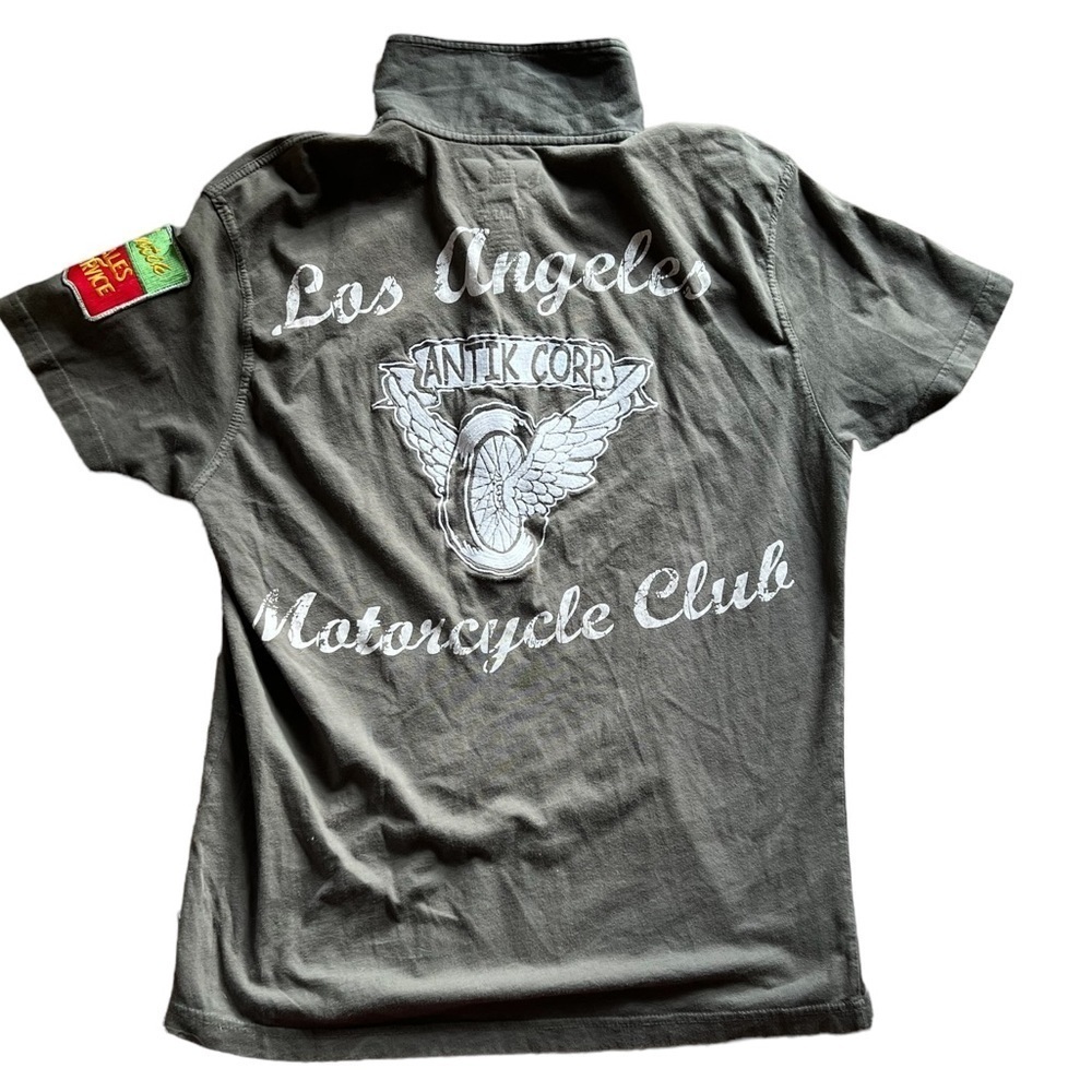 ANTIK DENIM LA Motorcycle Club Sales Service Short Sleeved Olive Green S…